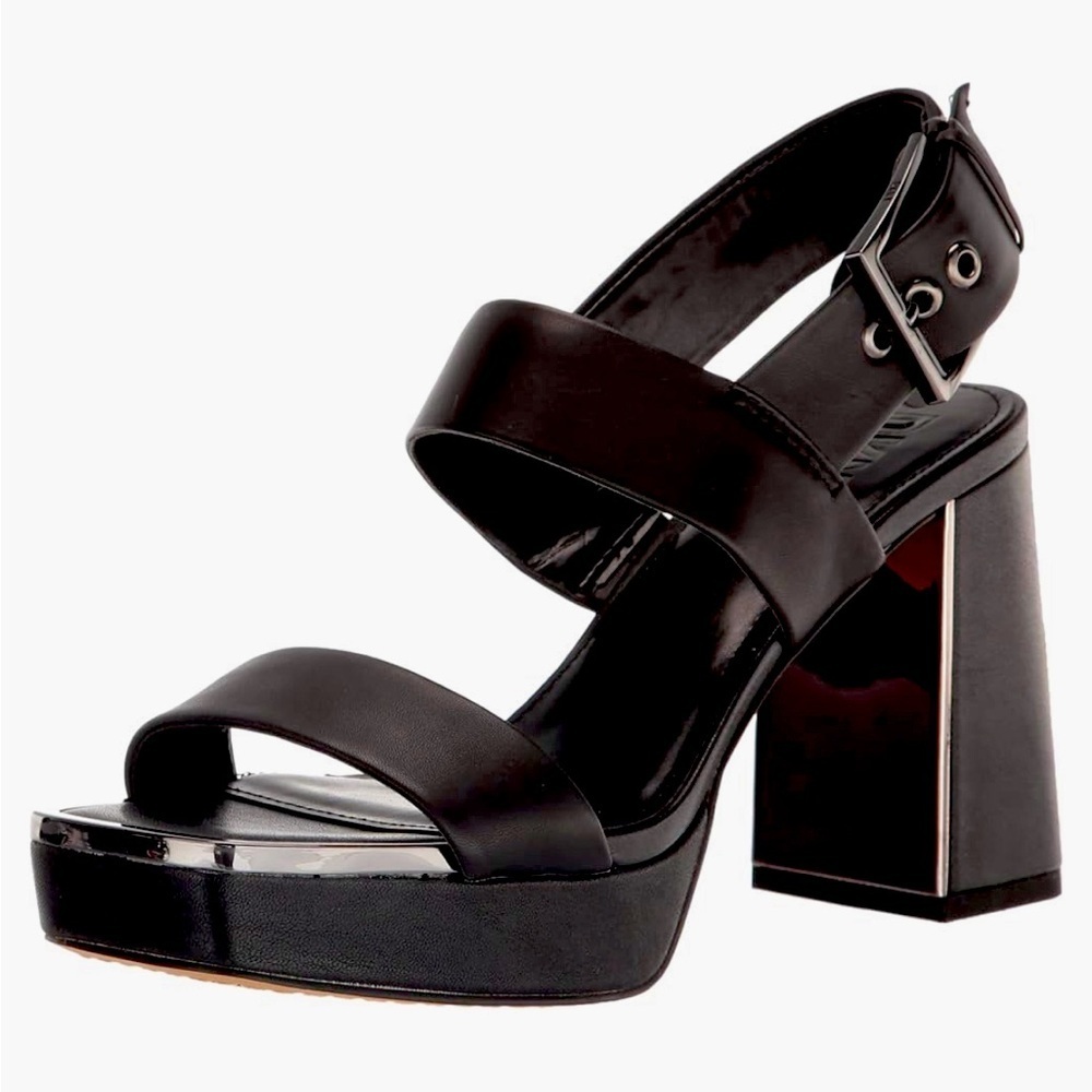 DKNY Bibiana Black Platform Sandals, Square Heel Size 11